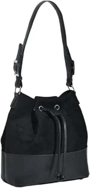 ENOPINK Bucket Bags for Women Drawstring Hobo Purses Crossbody Shoulder Bucket Handbags Black