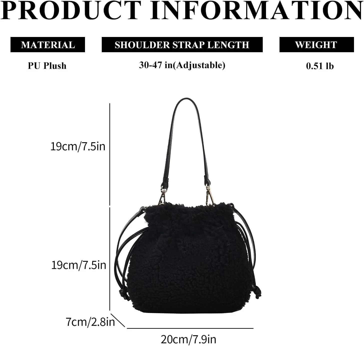 Fluffy Purse, Faux Fur Purses for Women Furry Crossbody Bucket Bags Fuzzy Shoulder Tote Bag