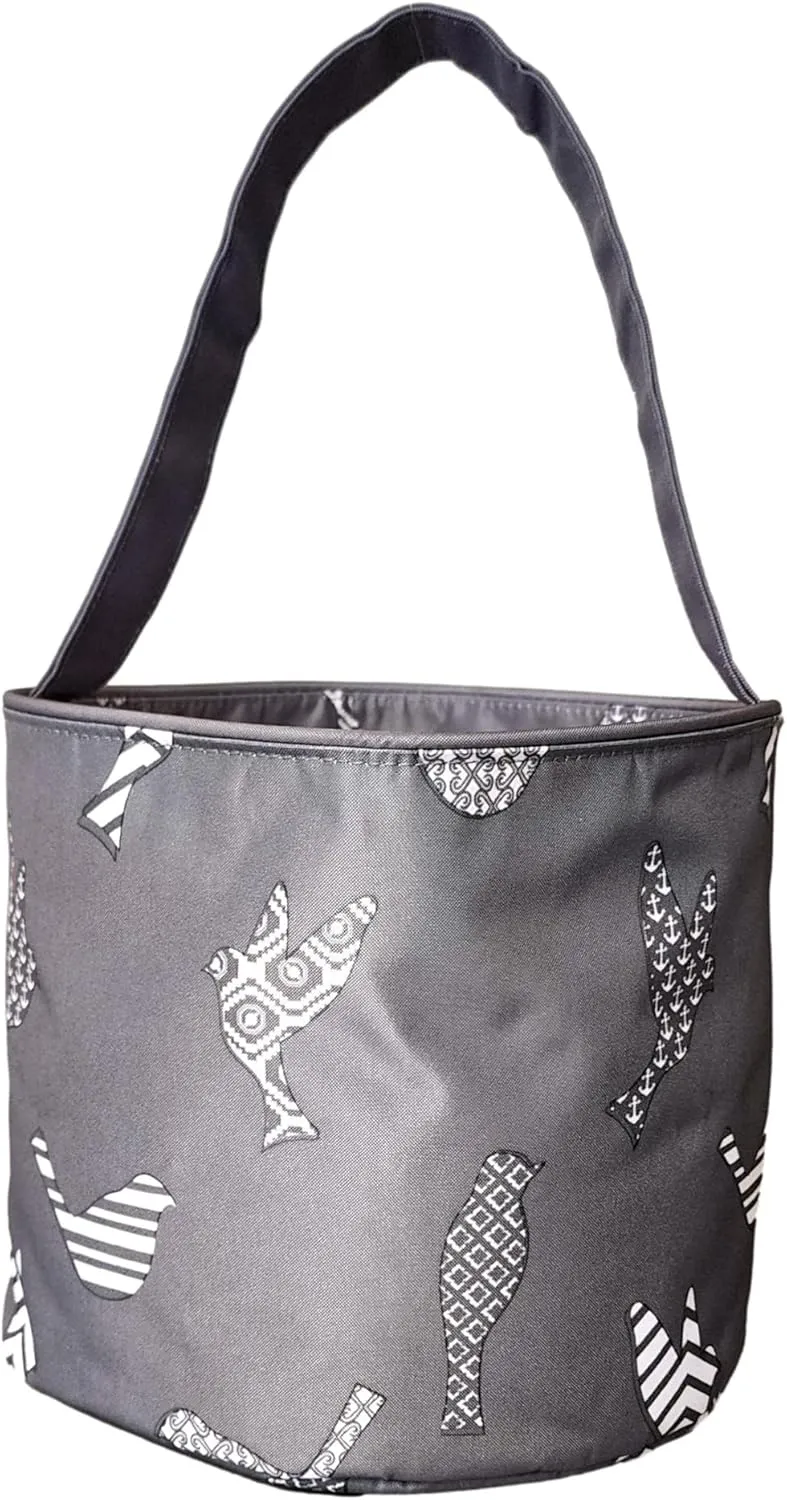 Fun Print Easter Basket Bucket Tote Bag Polyester Canvas