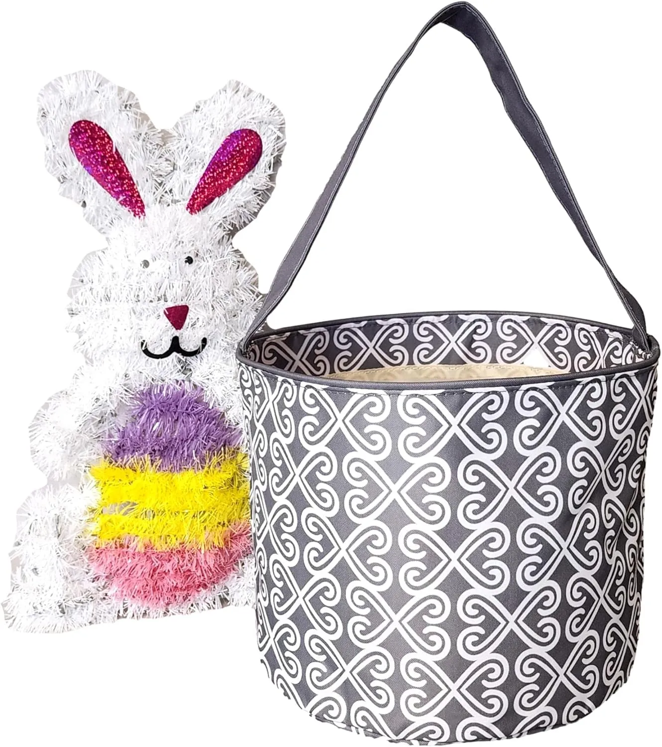 Fun Print Easter Basket Bucket Tote Bag Polyester Canvas