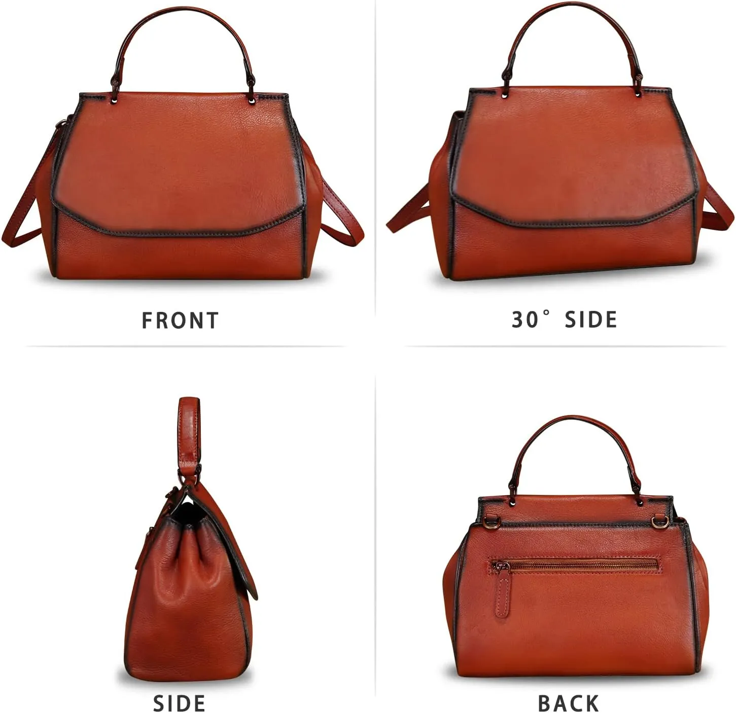 Genuine Leather Satchel for Women Crossbody Bags Handmade Vintage Top Handle Handbags Purse
