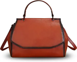 Genuine Leather Satchel for Women Crossbody Bags Handmade Vintage Top Handle Handbags Purse