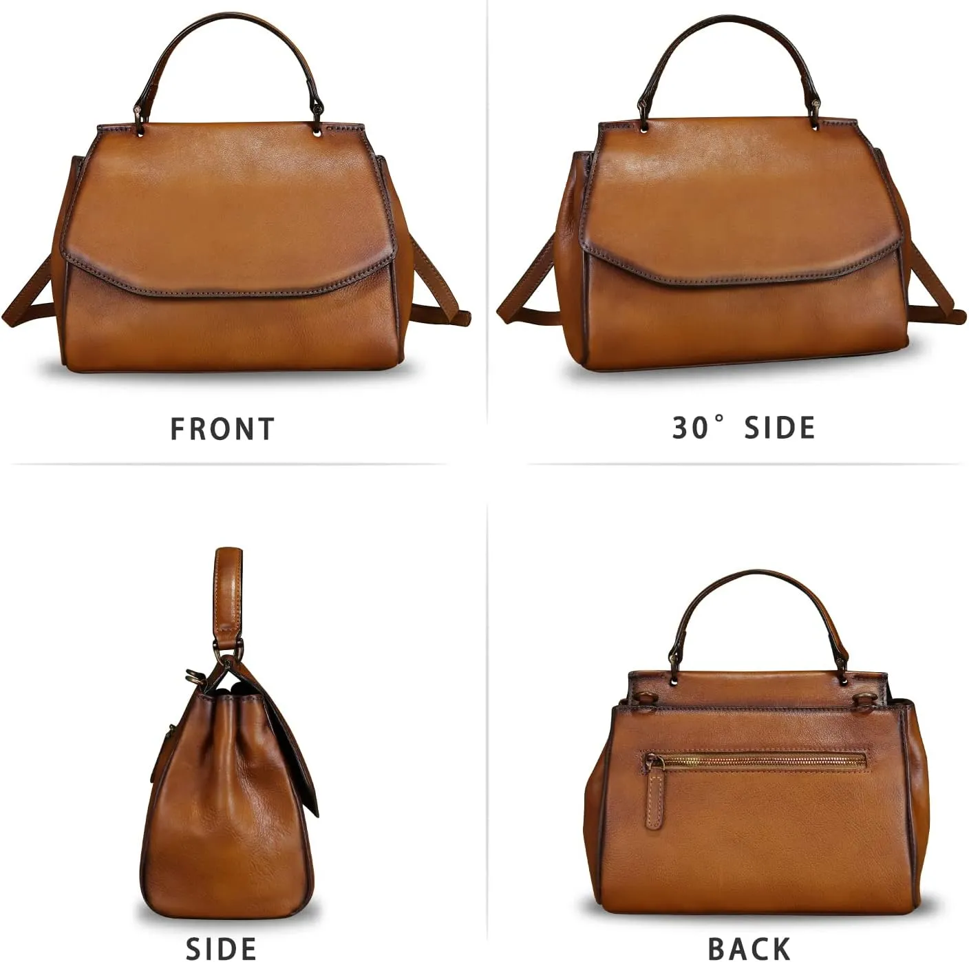 Genuine Leather Satchel for Women Crossbody Bags Handmade Vintage Top Handle Handbags Purse