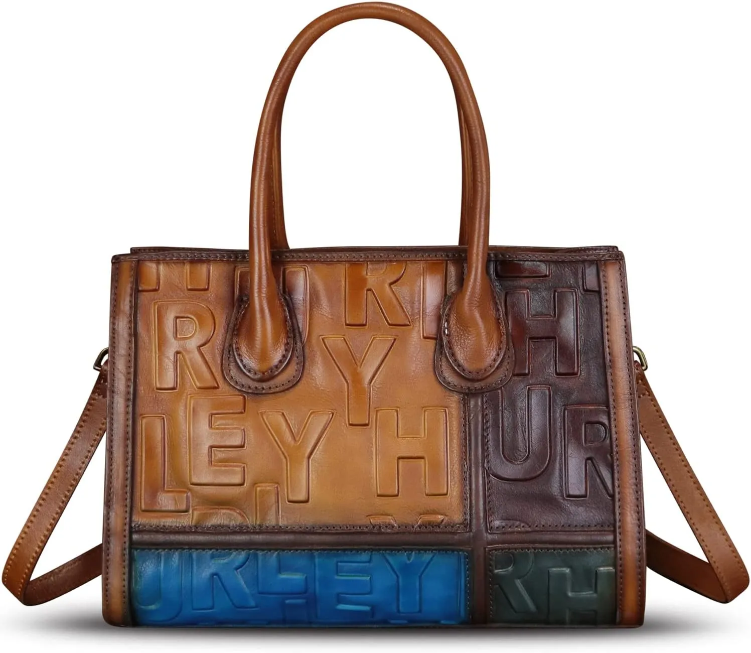 Genuine Leather Satchel for Women Embossed Handbag Top Handle Handbags Handmade Crossbody Tote Bag Purse