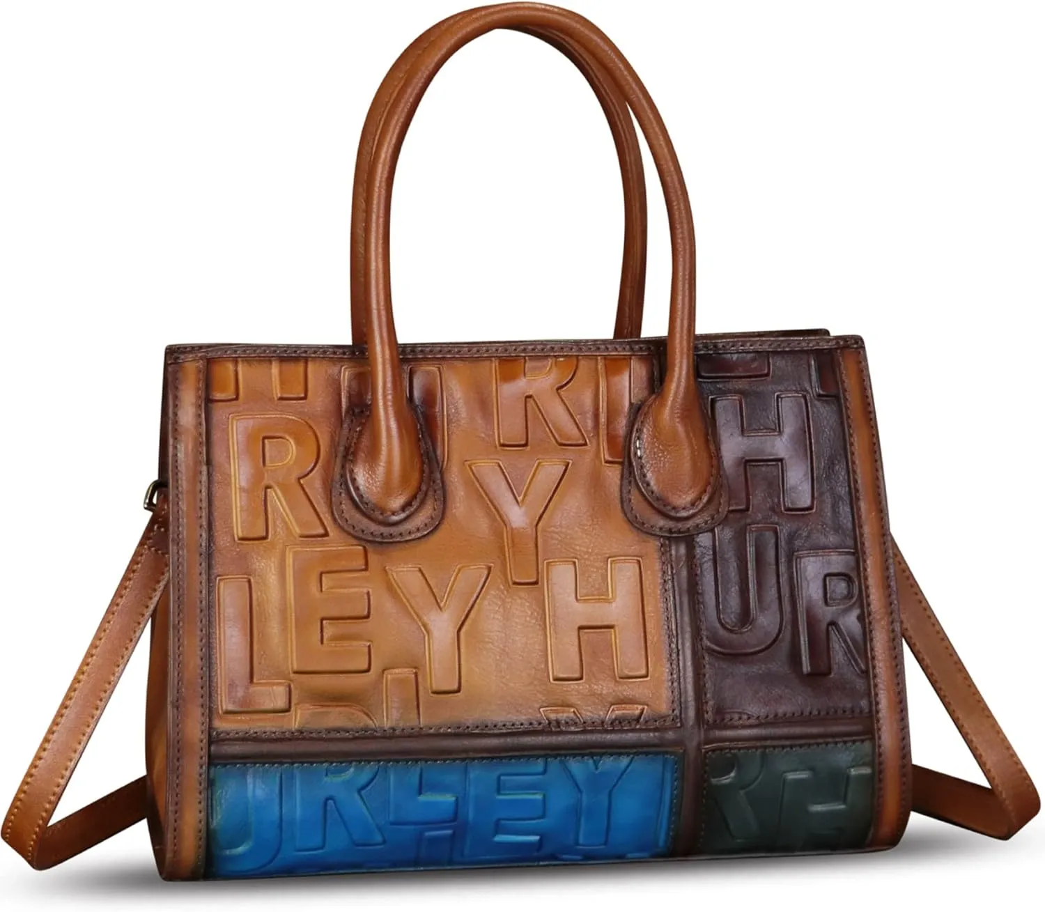 Genuine Leather Satchel for Women Embossed Handbag Top Handle Handbags Handmade Crossbody Tote Bag Purse