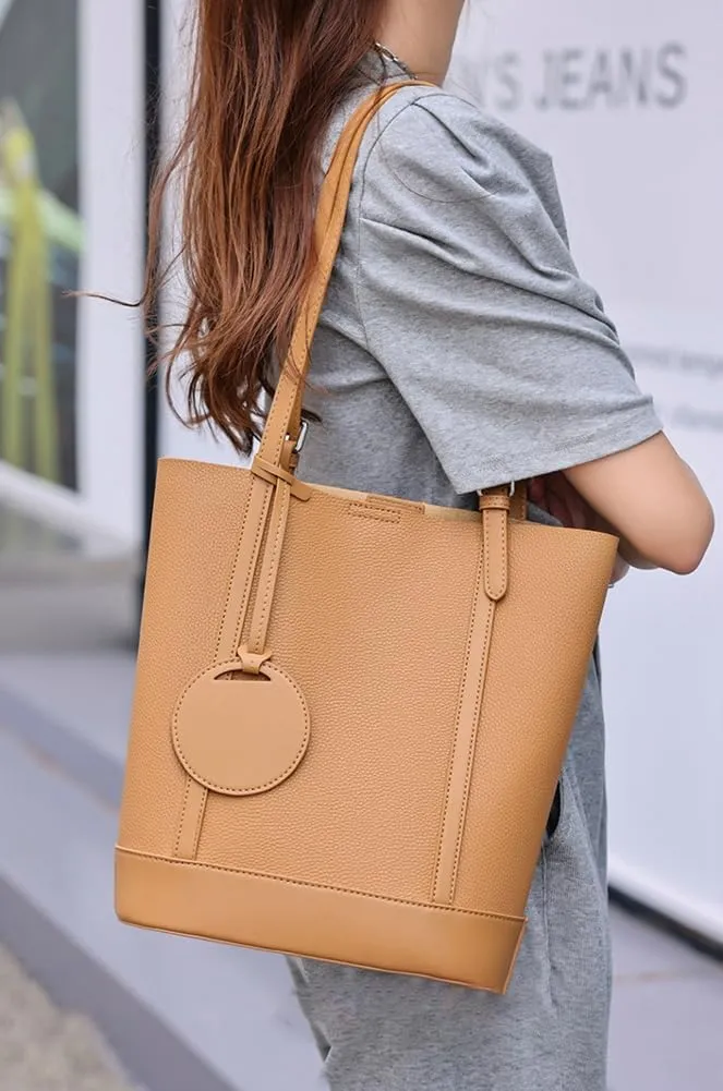 Genuine Leather Shoulder Bags for Women Trendy Large Tote Satchel Bucket Handbags Ladies Top Handle Satchel 2pcs