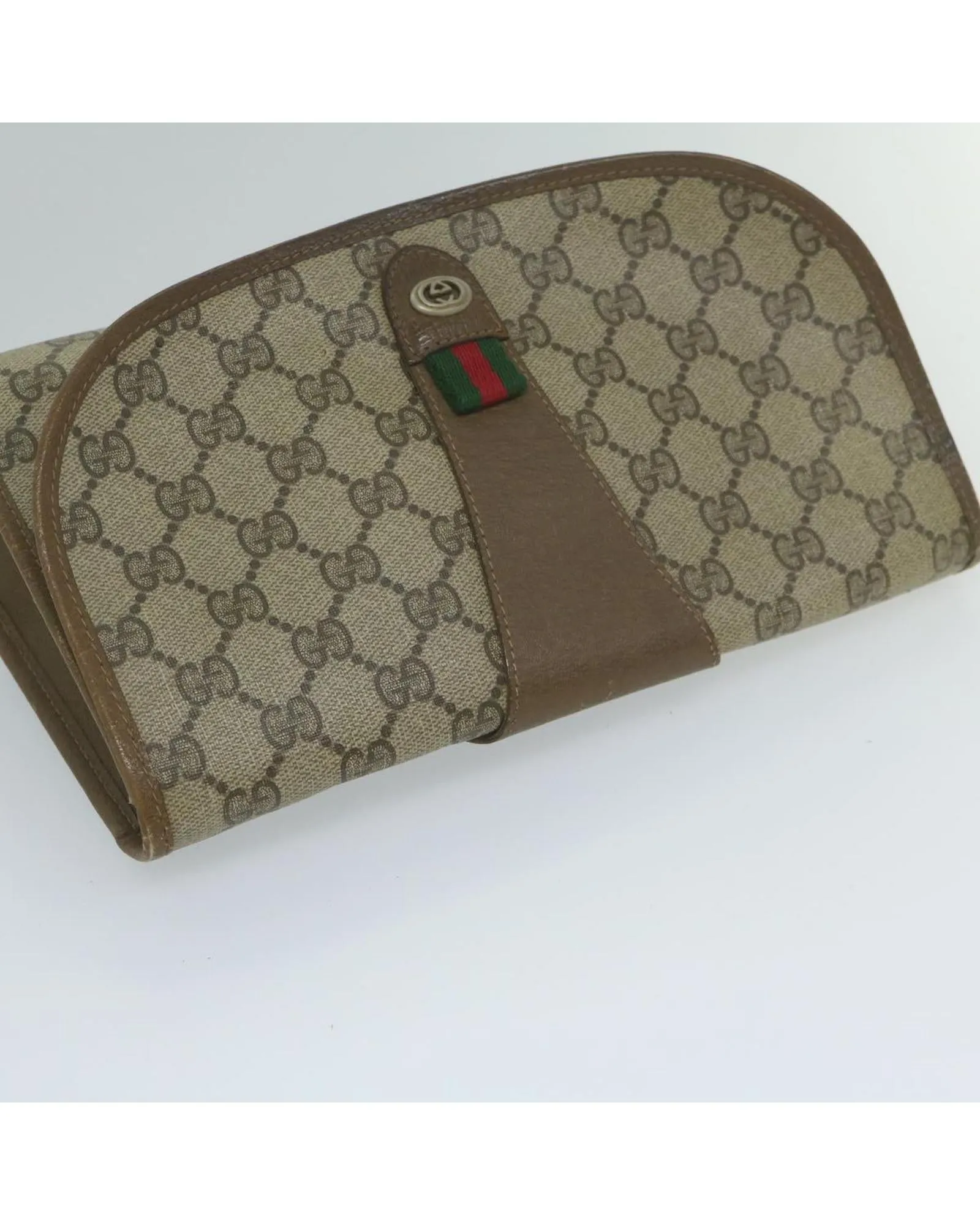 GG Canvas Web Sherry Line Clutch Bag with Red and Green Accents