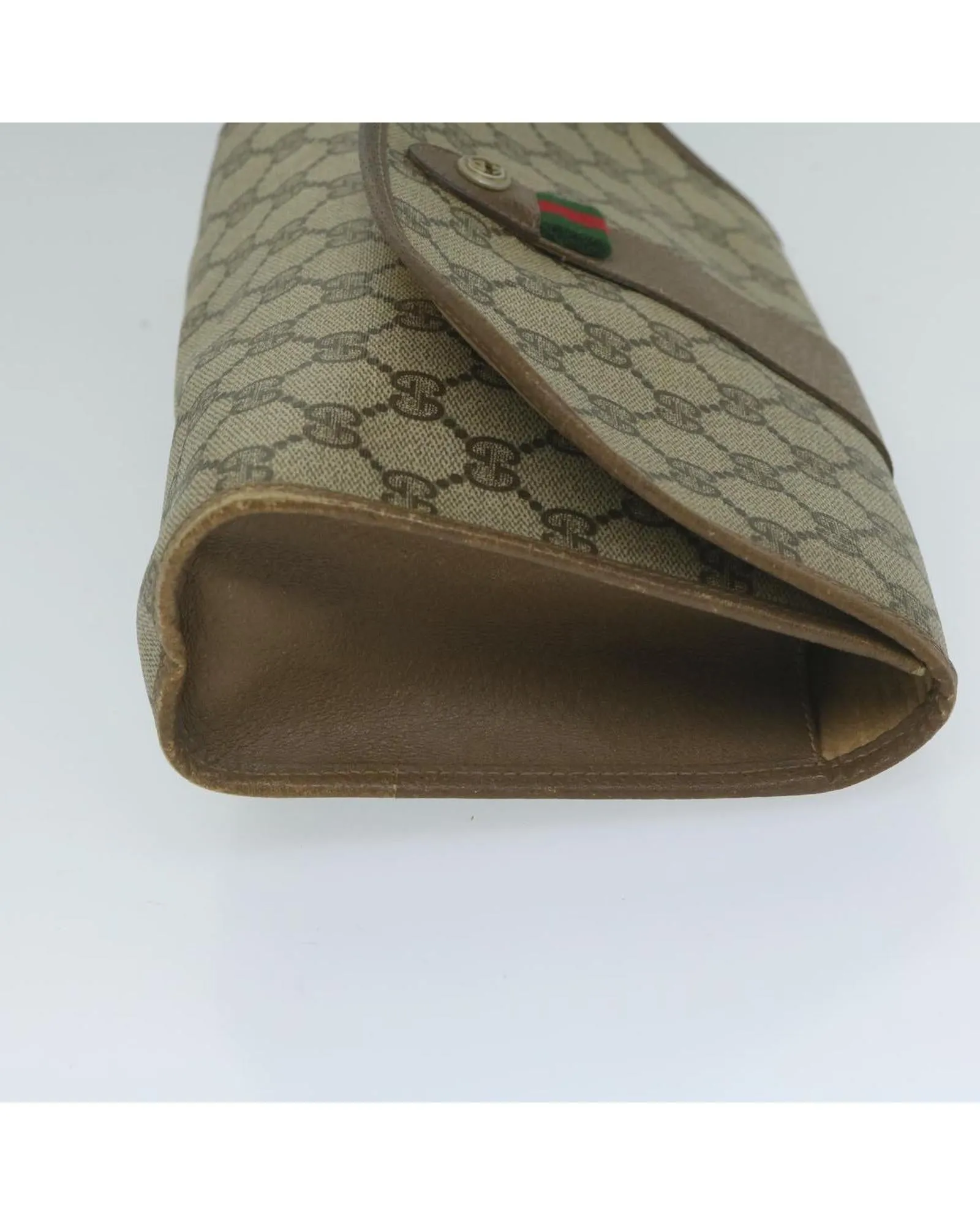 GG Canvas Web Sherry Line Clutch Bag with Red and Green Accents
