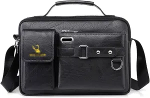 GLigeT Laptop Bag Case Fashion Men's Shoulder Bag Tablet Protective Case Portable PU Leather Handbag Business Briefcase Traveling Case Type Laptop Sleeve Case (Color : Black)