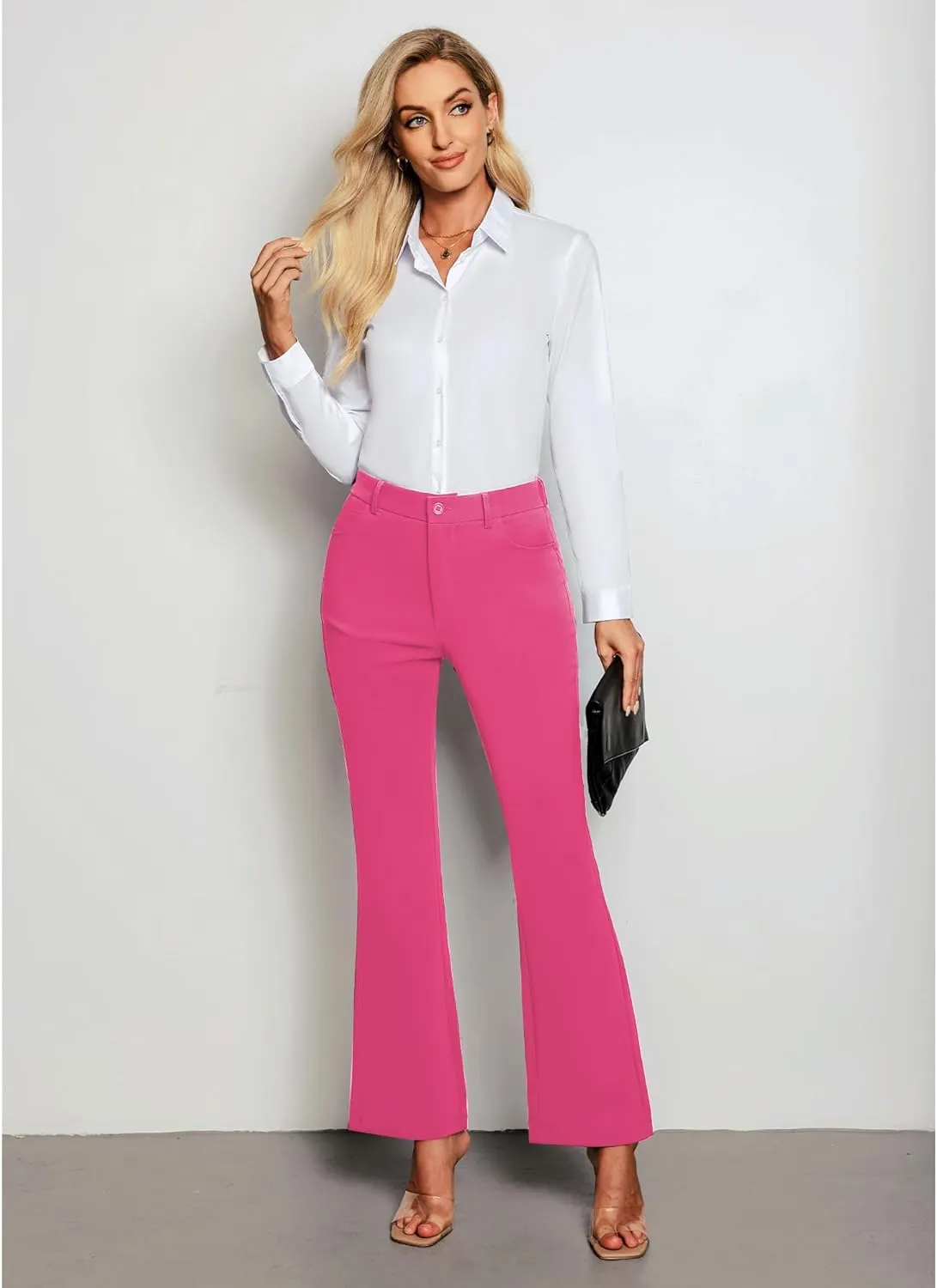GRAPENT Bootcut Dress Pants for Women High Waisted Business Causal Elastic Waist Stretch Flare Work Trousers Dress Pants