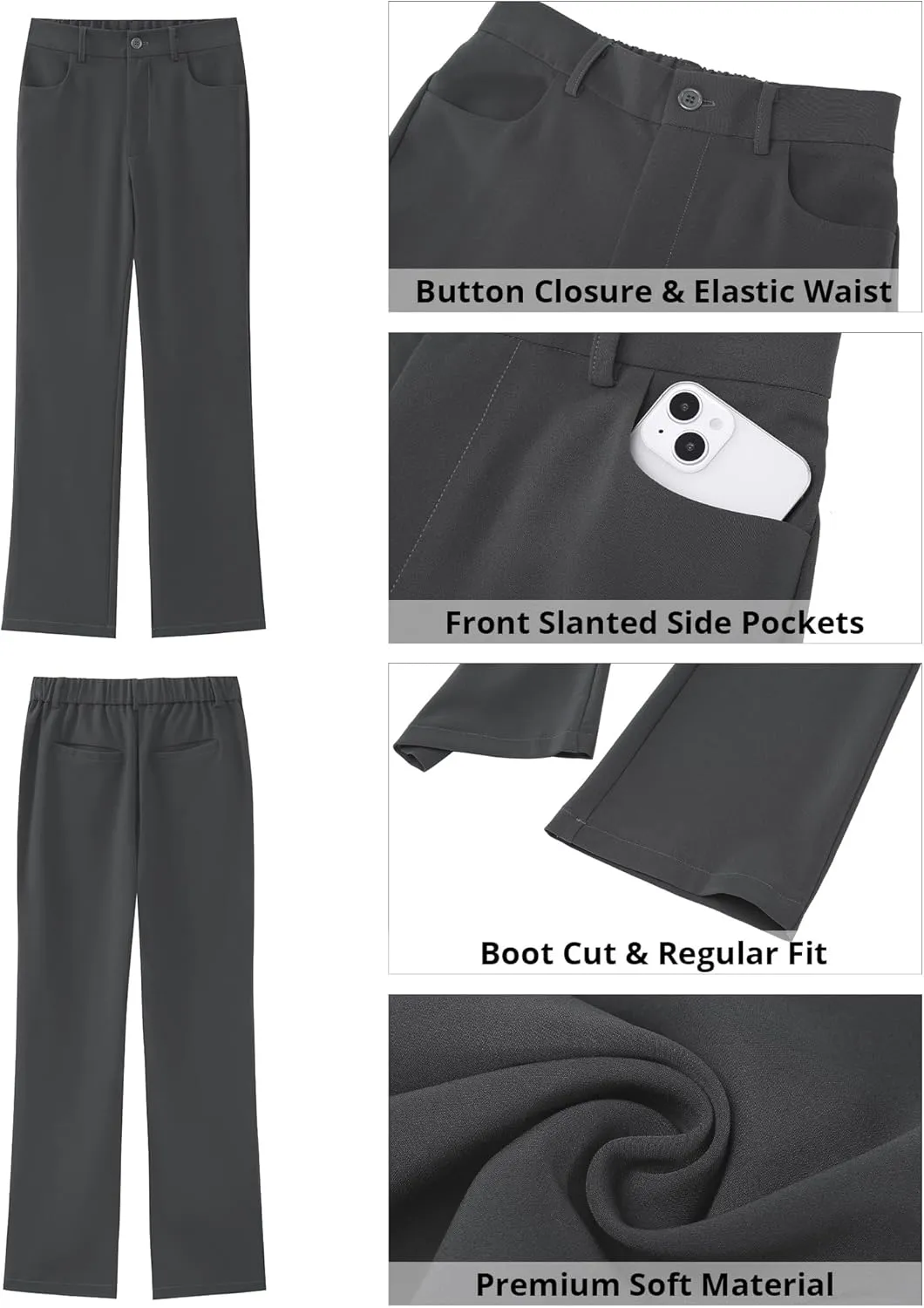 GRAPENT Bootcut Dress Pants for Women High Waisted Business Causal Elastic Waist Stretch Flare Work Trousers Dress Pants