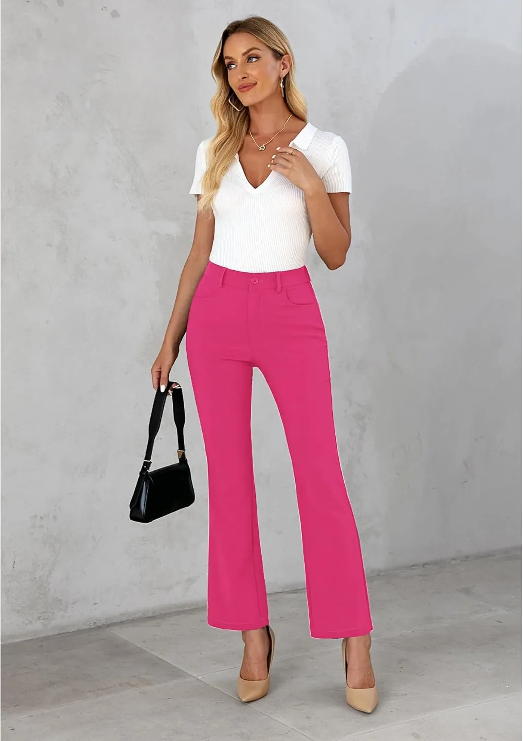 GRAPENT Bootcut Dress Pants for Women High Waisted Business Causal Elastic Waist Stretch Flare Work Trousers Dress Pants