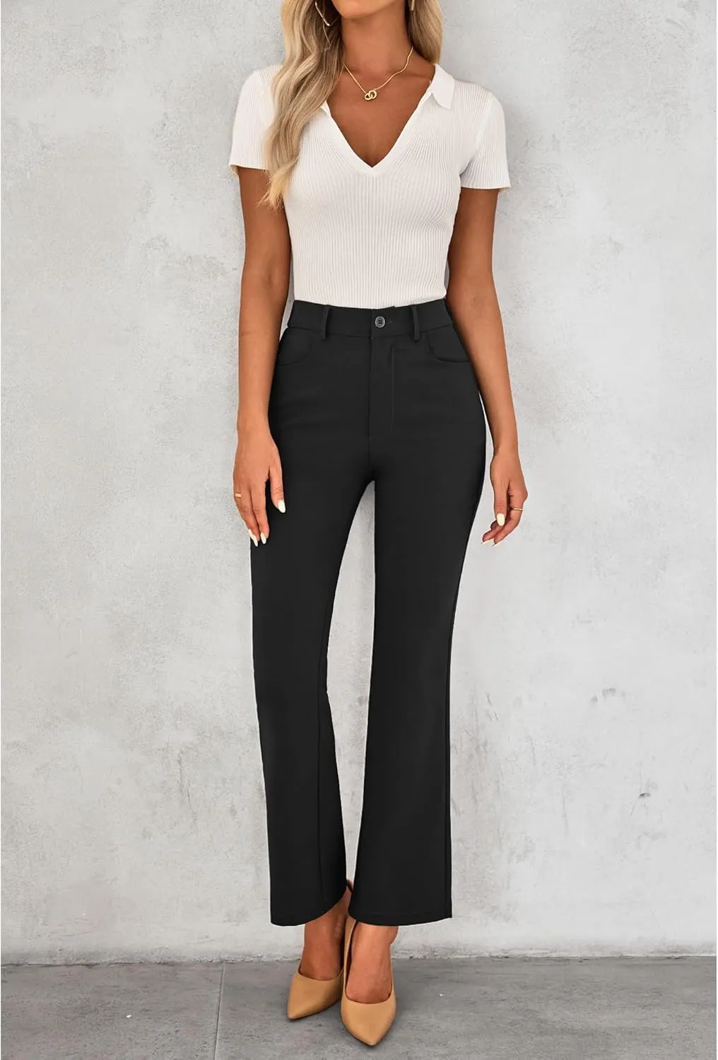 GRAPENT Bootcut Dress Pants for Women High Waisted Business Causal Elastic Waist Stretch Flare Work Trousers Dress Pants