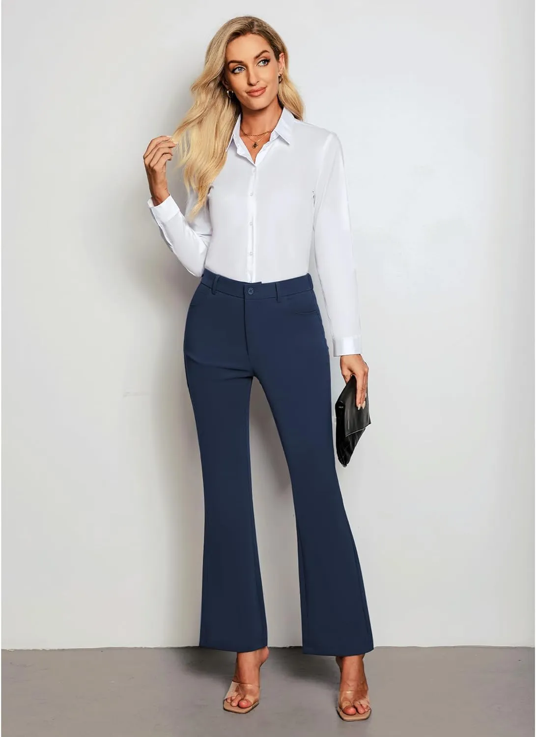 GRAPENT Bootcut Dress Pants for Women High Waisted Business Causal Elastic Waist Stretch Flare Work Trousers Dress Pants