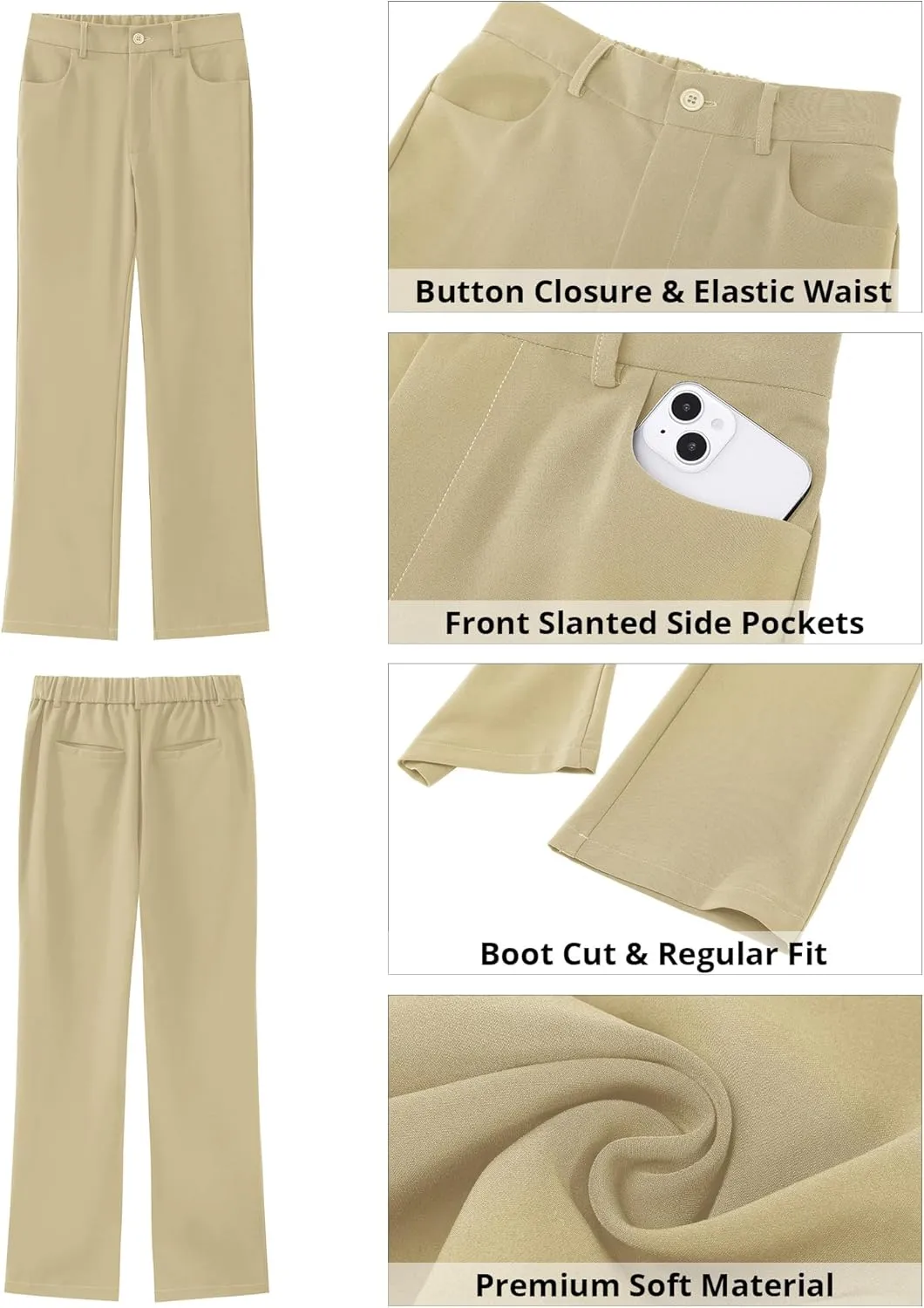 GRAPENT Bootcut Dress Pants for Women High Waisted Business Causal Elastic Waist Stretch Flare Work Trousers Dress Pants