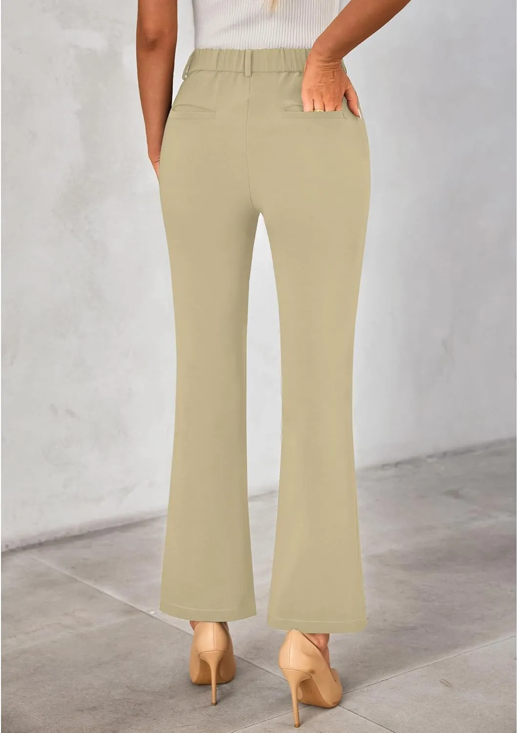 GRAPENT Bootcut Dress Pants for Women High Waisted Business Causal Elastic Waist Stretch Flare Work Trousers Dress Pants