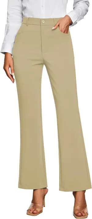 GRAPENT Bootcut Dress Pants for Women High Waisted Business Causal Elastic Waist Stretch Flare Work Trousers Dress Pants