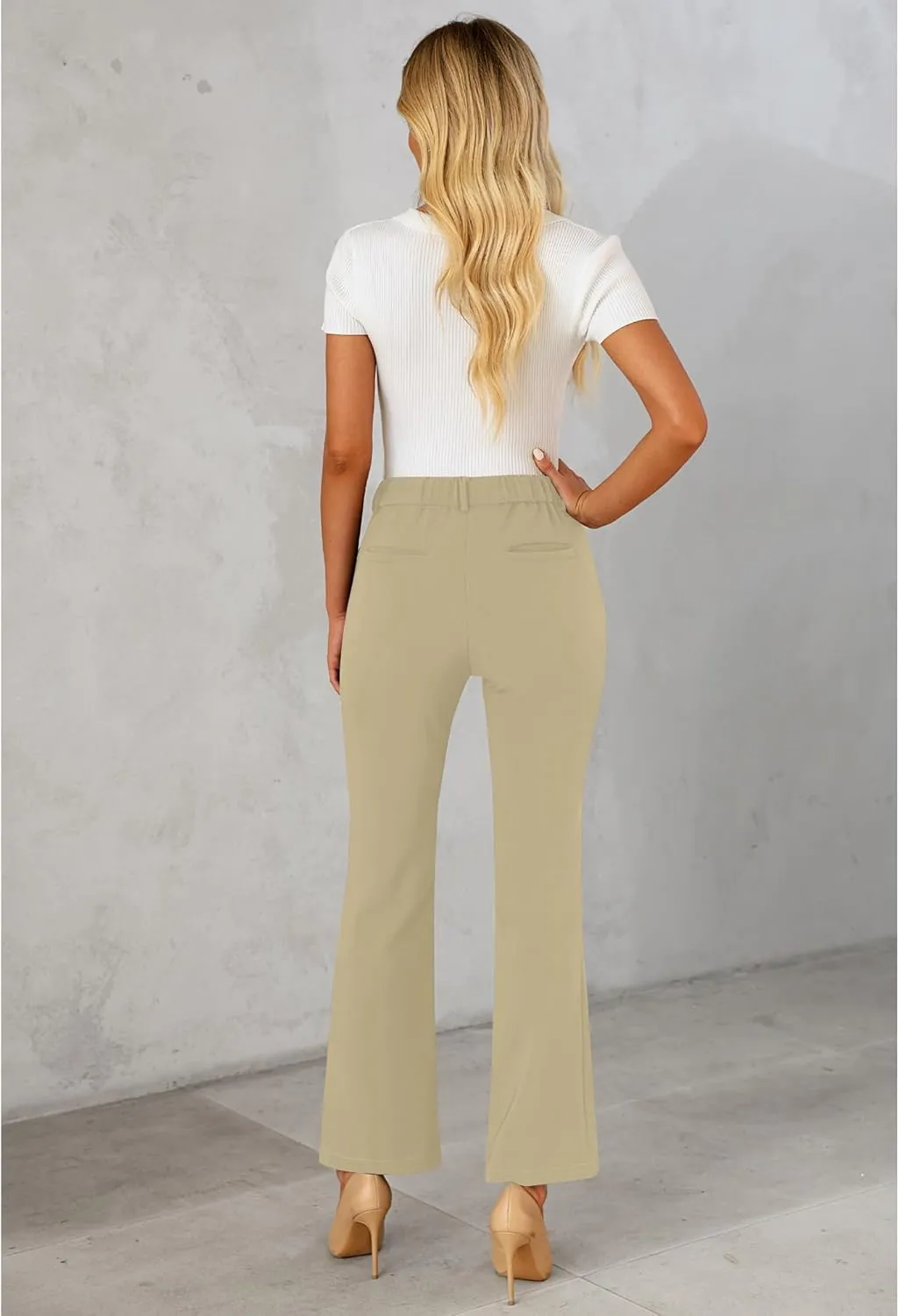 GRAPENT Bootcut Dress Pants for Women High Waisted Business Causal Elastic Waist Stretch Flare Work Trousers Dress Pants