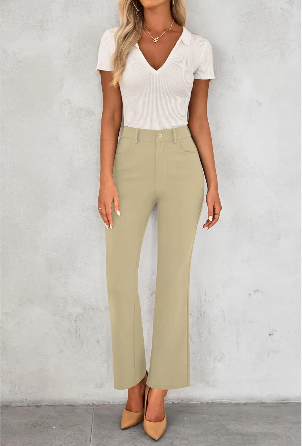 GRAPENT Bootcut Dress Pants for Women High Waisted Business Causal Elastic Waist Stretch Flare Work Trousers Dress Pants