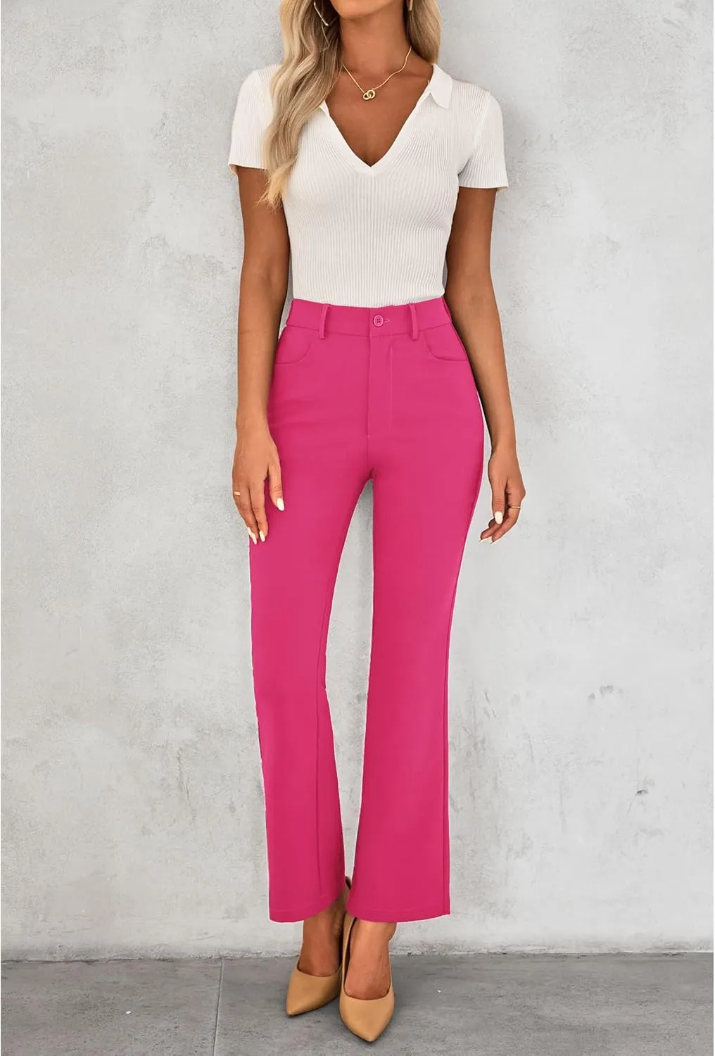 GRAPENT Bootcut Dress Pants for Women High Waisted Business Causal Elastic Waist Stretch Flare Work Trousers Dress Pants