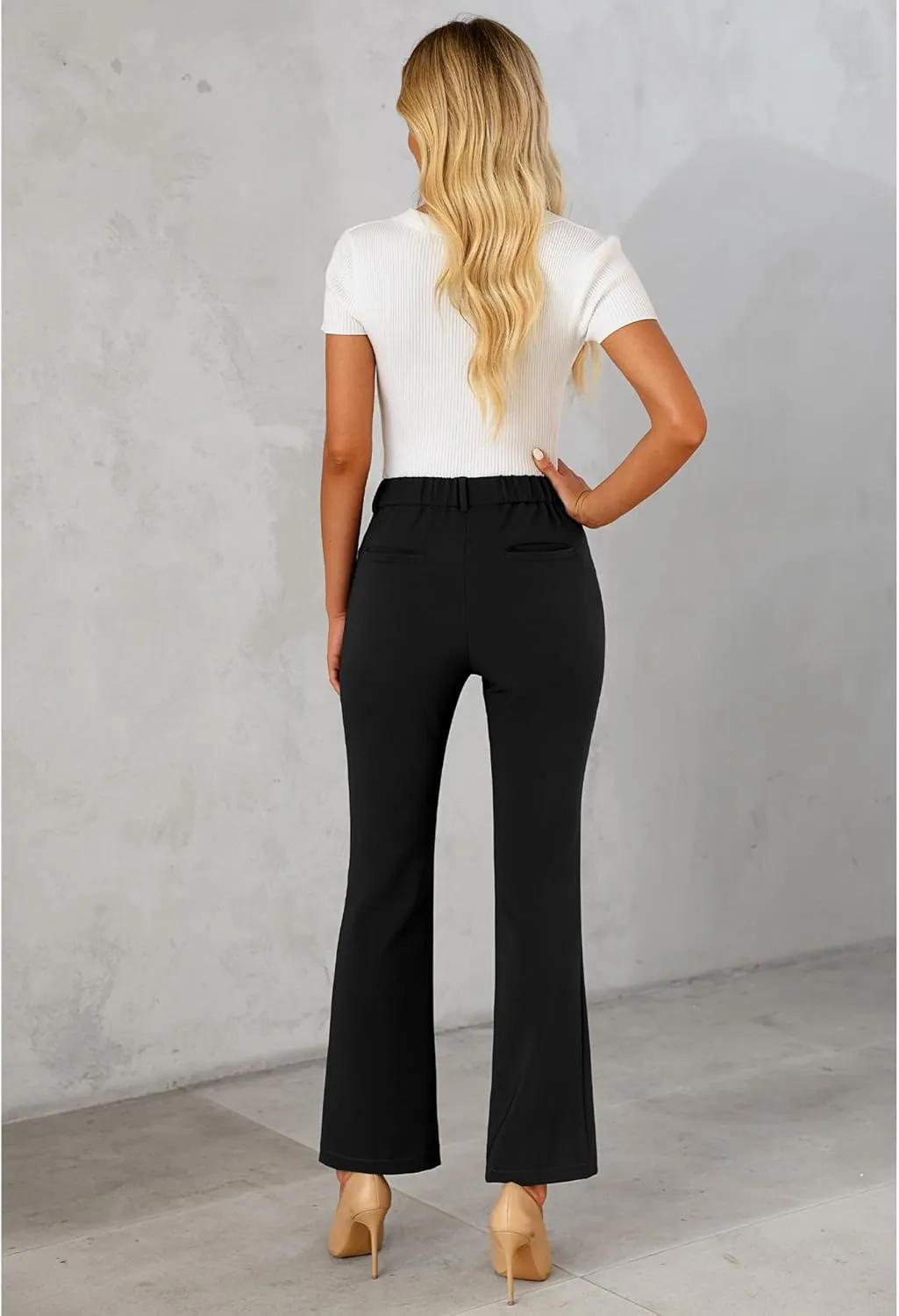 GRAPENT Bootcut Dress Pants for Women High Waisted Business Causal Elastic Waist Stretch Flare Work Trousers Dress Pants