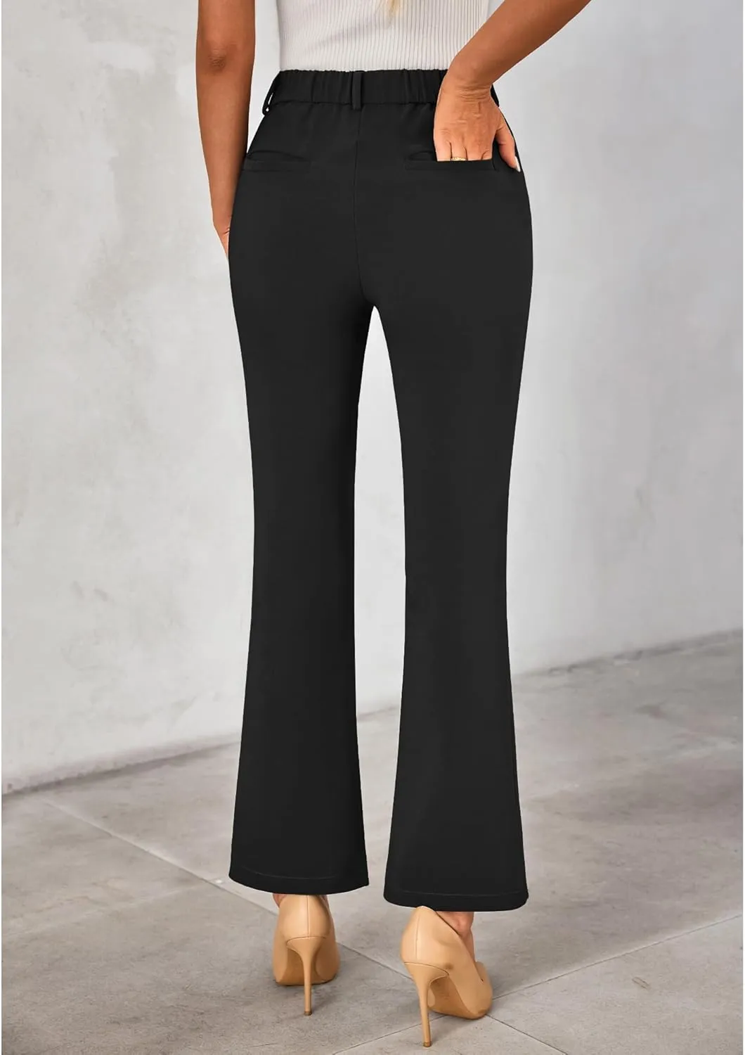 GRAPENT Bootcut Dress Pants for Women High Waisted Business Causal Elastic Waist Stretch Flare Work Trousers Dress Pants