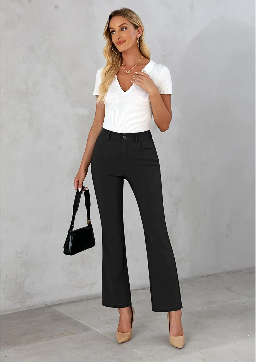 GRAPENT Bootcut Dress Pants for Women High Waisted Business Causal Elastic Waist Stretch Flare Work Trousers Dress Pants