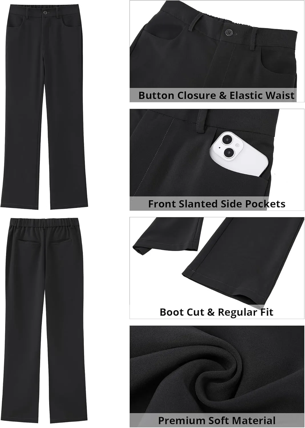 GRAPENT Bootcut Dress Pants for Women High Waisted Business Causal Elastic Waist Stretch Flare Work Trousers Dress Pants