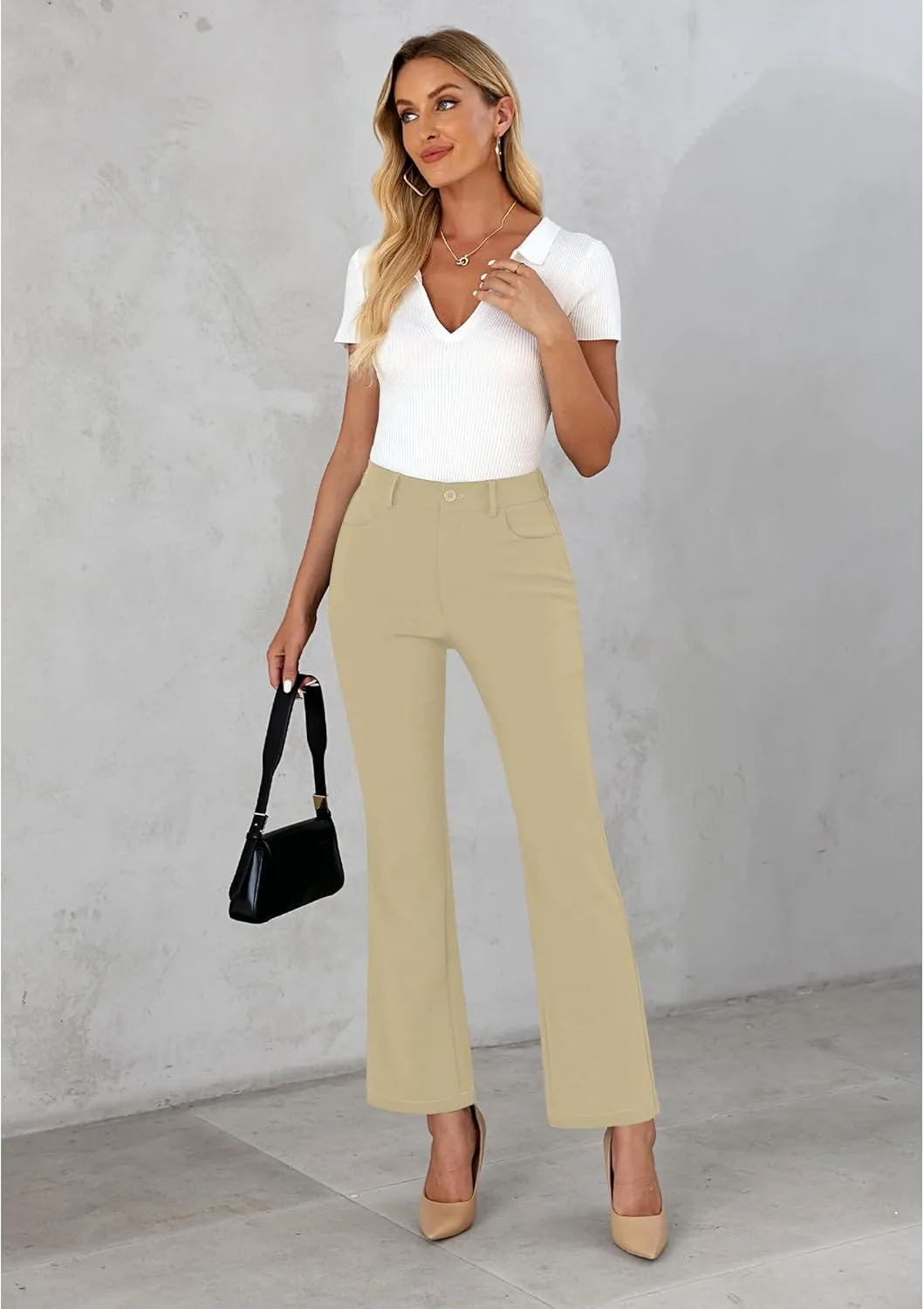 GRAPENT Bootcut Dress Pants for Women High Waisted Business Causal Elastic Waist Stretch Flare Work Trousers Dress Pants