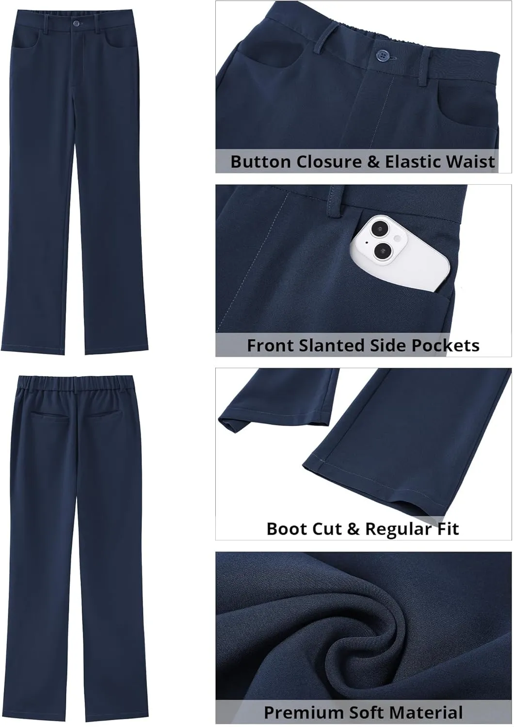 GRAPENT Bootcut Dress Pants for Women High Waisted Business Causal Elastic Waist Stretch Flare Work Trousers Dress Pants