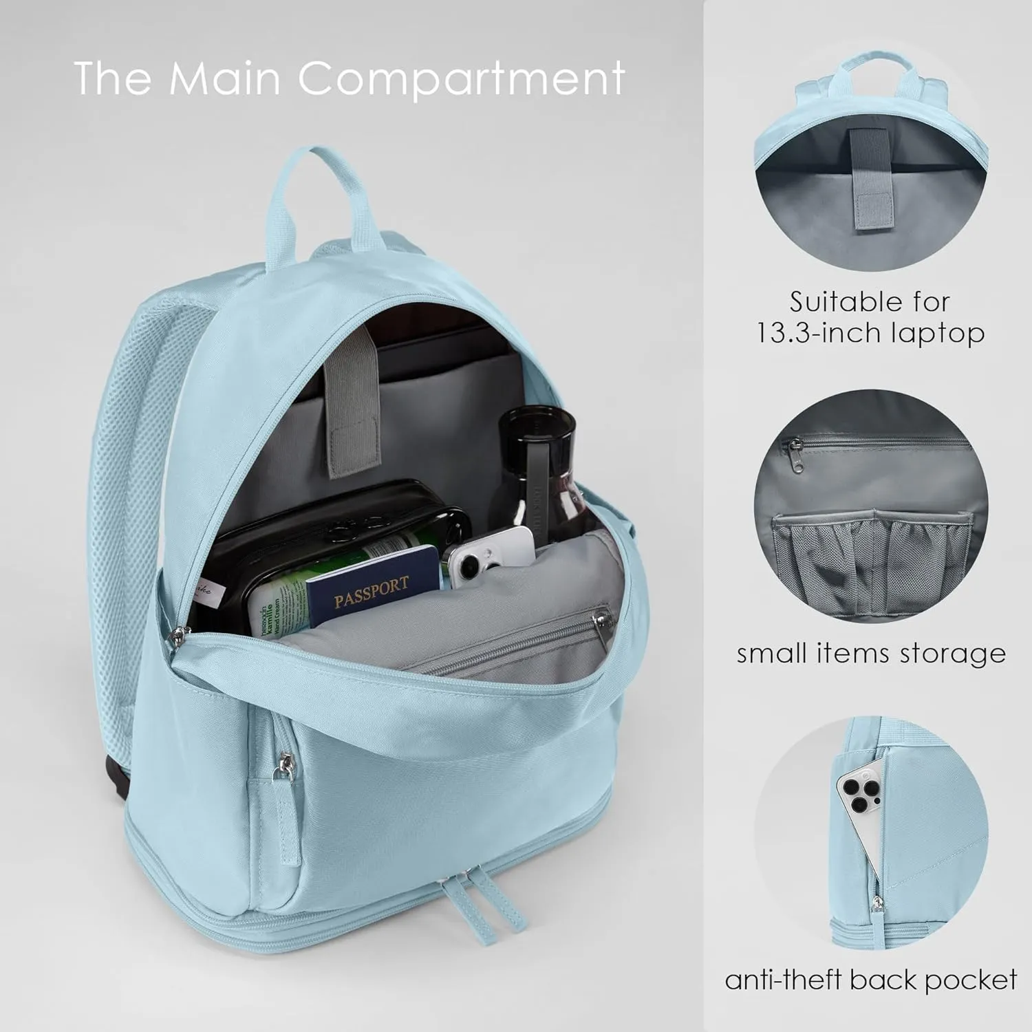 Gym Backpack for Women Small Gym bag with Expandable Shoe Compartment Waterproof Travel Backpack 26L