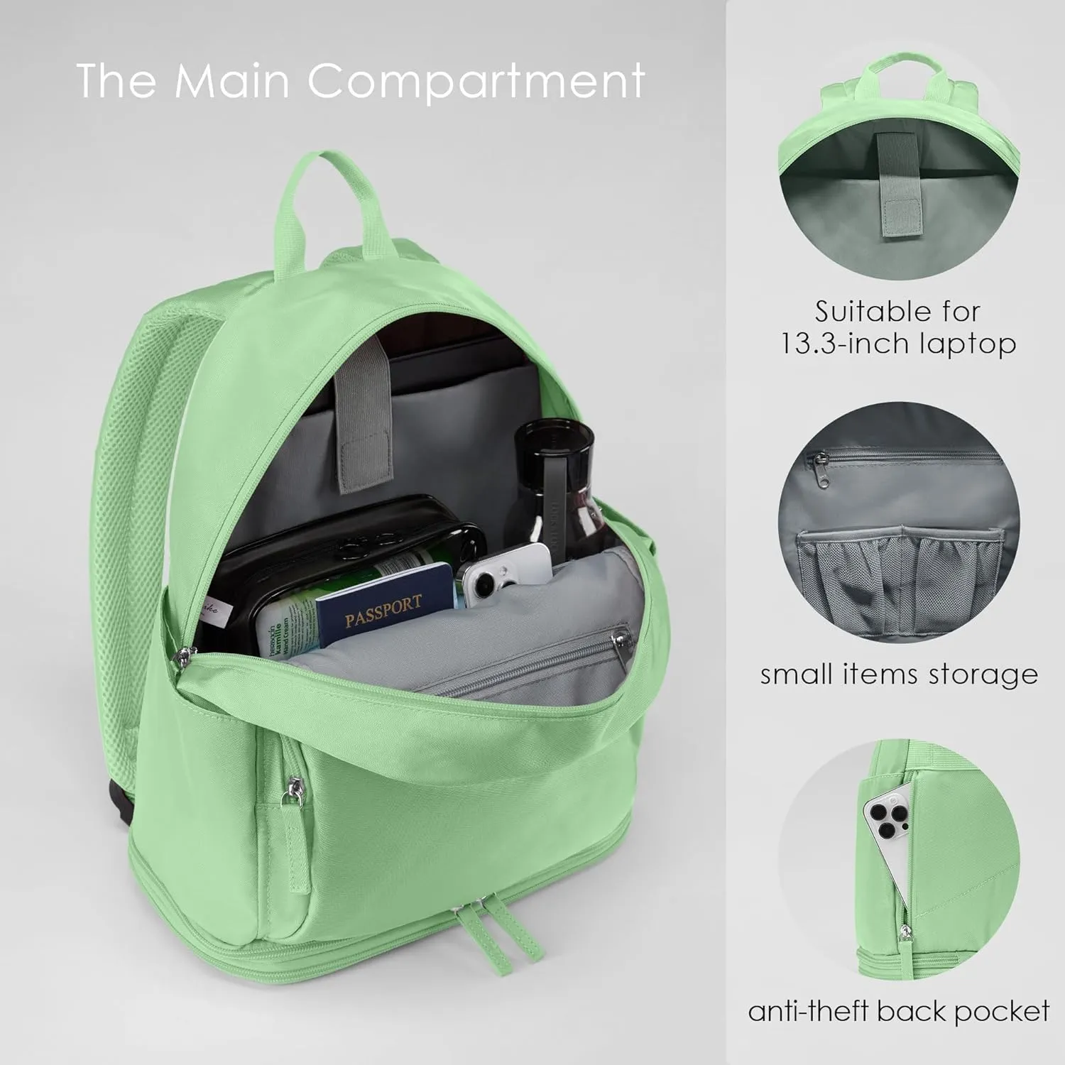 Gym Backpack for Women Small Gym bag with Expandable Shoe Compartment Waterproof Travel Backpack 26L
