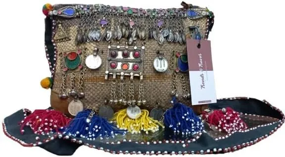 Handmade Sindhi Cultural Embroidered Clutch Bag for Women  Traditional Mirror Work Ethnic Purse for Weddings & Festivals.