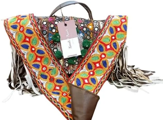 Handmade Sindhi Cultural Embroidered Clutch Bag for Women  Traditional Mirror Work Ethnic Purse for Weddings & Festivals.