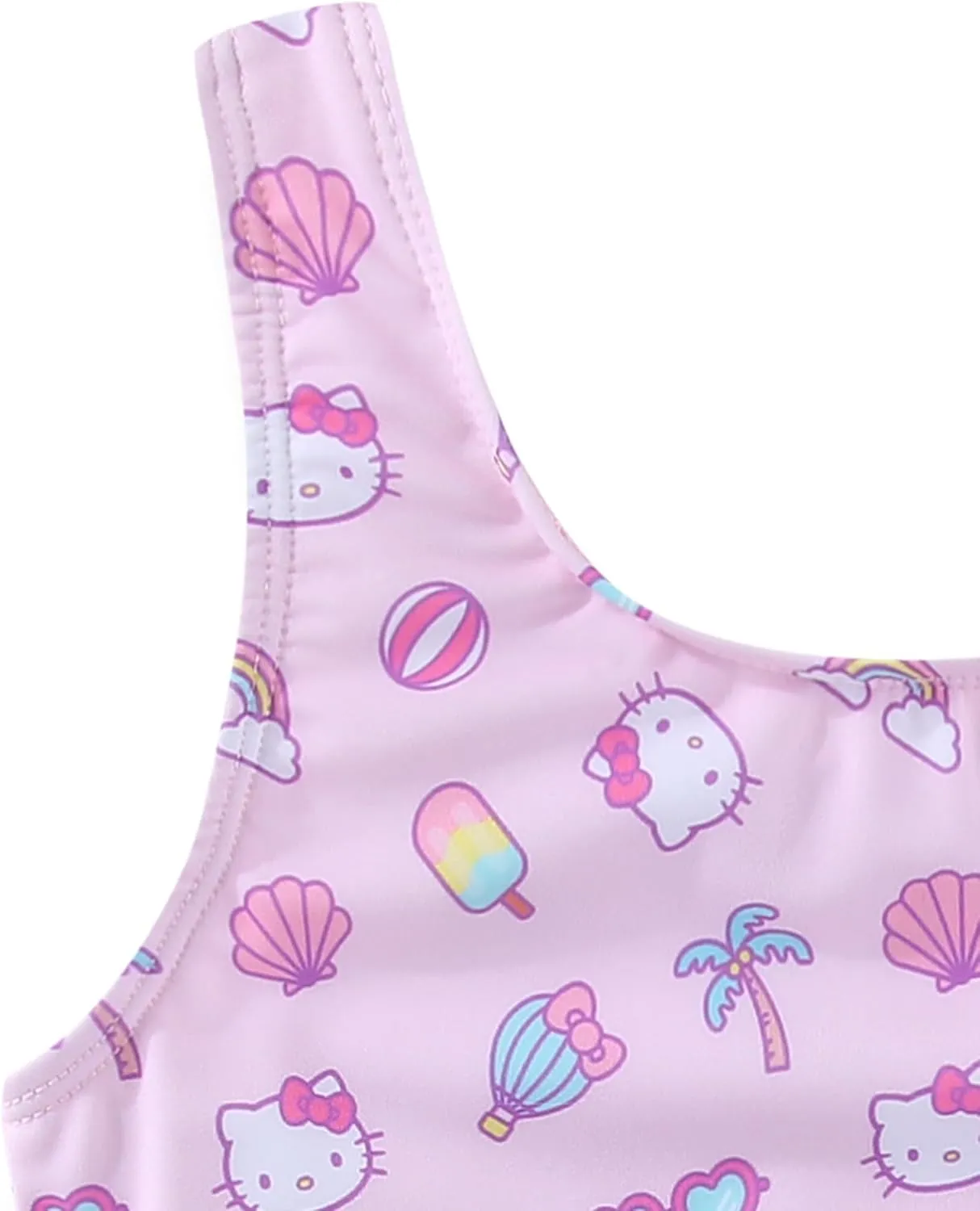 Hello Kitty Sanrio Girls Swimsuit UPF 50  One Piece Bathing Suit for Big Kids
