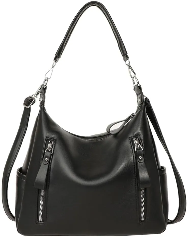 Hobo Handbag for Women Leather Designer Tote Purses Handbag Satchel Top Handle Handbags with Pocket Zipper