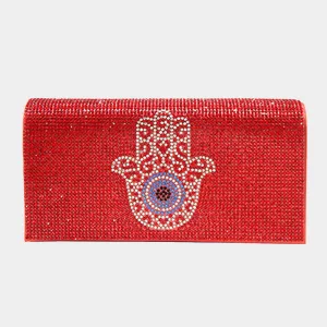 iLLASPARKZ Bling Evil Eye Centered Hamsa Hand Evening Clutch / Crossbody Bag