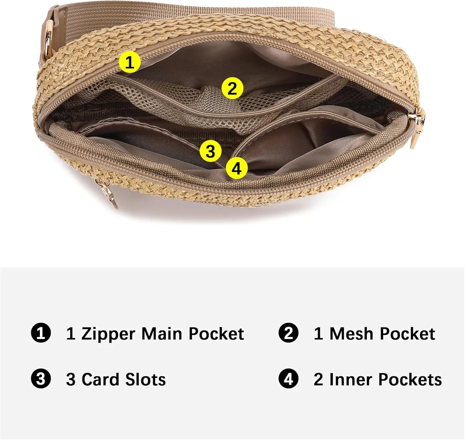 INICAT Straw Clutch Wristlet Purse for Women 2025, RFID Wallet, Straw Beach Bag with Zipper & Card Slots,Wristlet Wallet