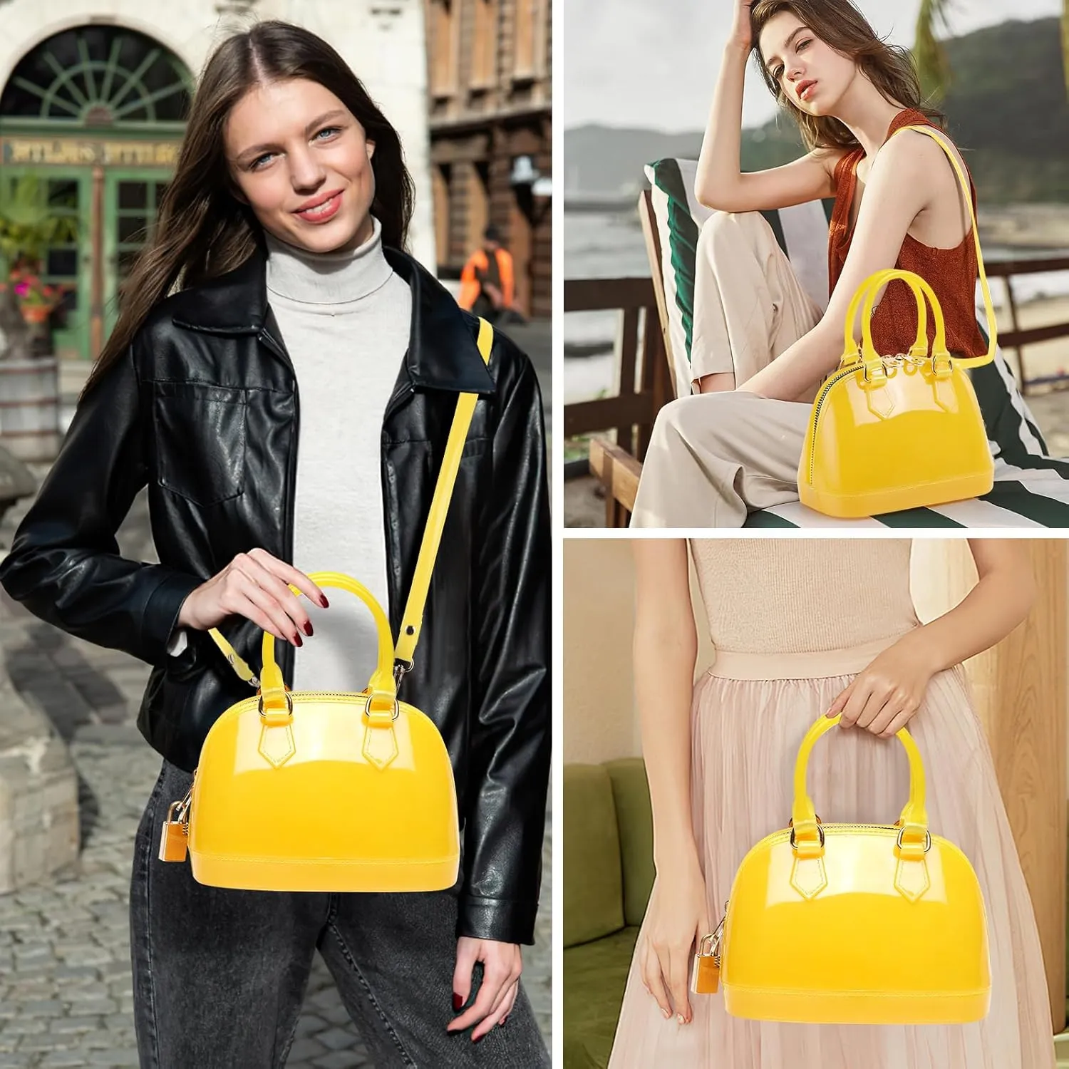 Jelly Crossbody Purse Shoulder Bag, Candy Color Tote Satchel Top-Handle Handbags for Women