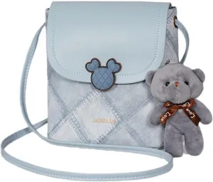 JIAONIKA Mini Bucket Bag Vintage Leather Bucket Purse with Plush Charm Flapover Purse Bag Crossbody Shoulder Handbag