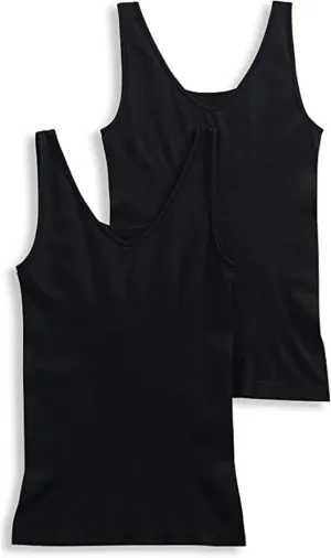 Jockey Life 2-Pack Women's 360 Seamfree Tummy Slimming Tank 5601 (Black) (XXL)
