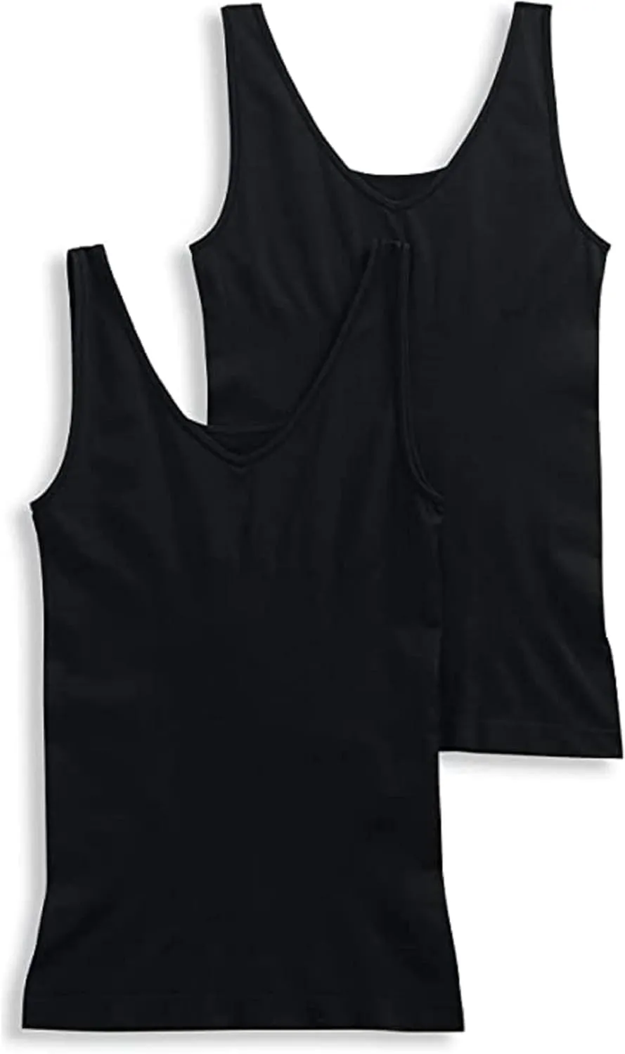 Jockey Life 2-Pack Women's 360 Seamfree Tummy Slimming Tank 5601 (Black) (XXL)