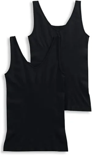 Jockey Life 2-Pack Women's 360 Seamfree Tummy Slimming Tank 5601 (Black)
