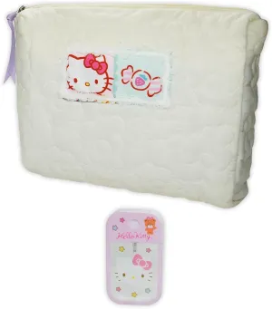 Kawaii Kitty Travel Cosmetic Bag & Plastic Spray Bottles, Large Cosmetic Pouch Makeup Bag with Zipper, Fabric Travel Toiletry Bag Makeup Accessories Organizer, Foldable Storage Bags Makeup Pouch