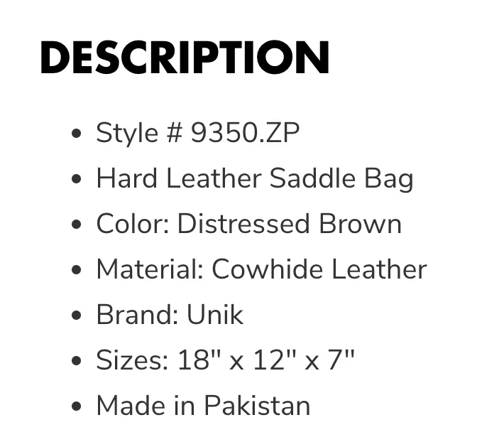 Leather Saddle Bag 9350
