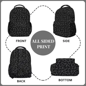 Leopard Print Backpack Kids Lightweight School Bookbag with Side Pocket Front Zipper Pocket Waterproof Daypack Laptop bag