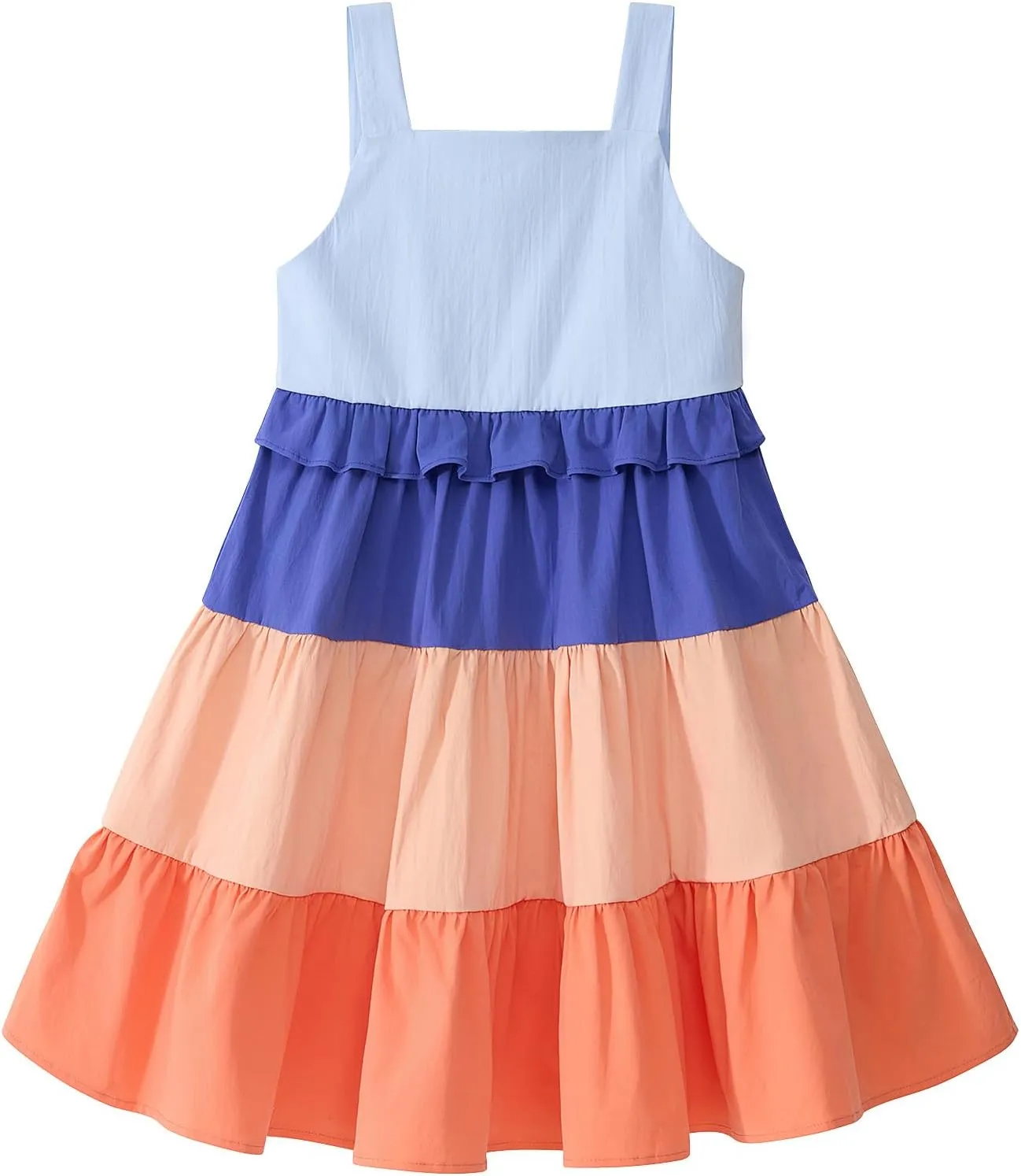Little Bitty Girls Spaghetti Strap Dress Summer Tiered Swing A-Line Boho Rainbow Beach Holiday Party Cami Sundress Size 2T-6T