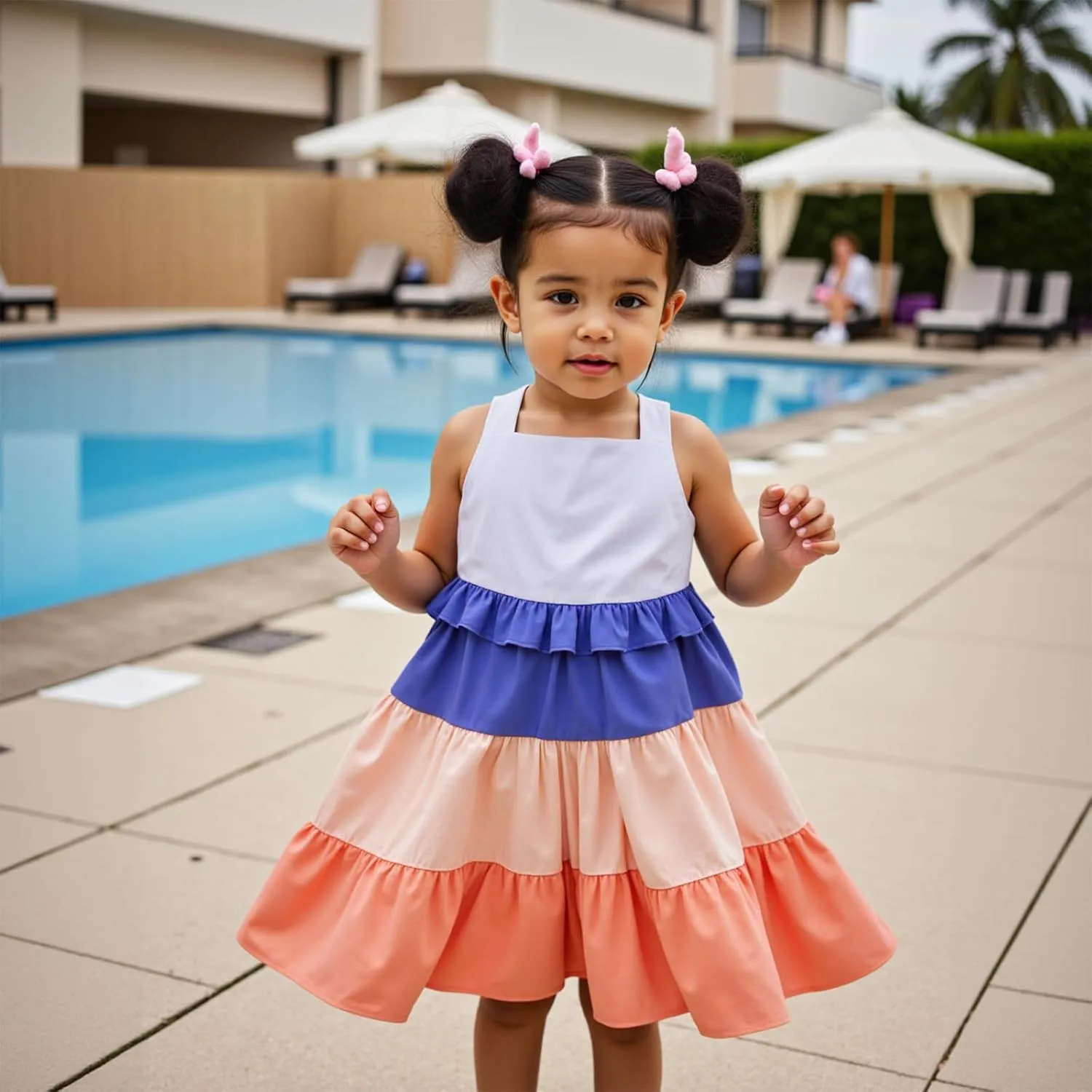 Little Bitty Girls Spaghetti Strap Dress Summer Tiered Swing A-Line Boho Rainbow Beach Holiday Party Cami Sundress Size 2T-6T