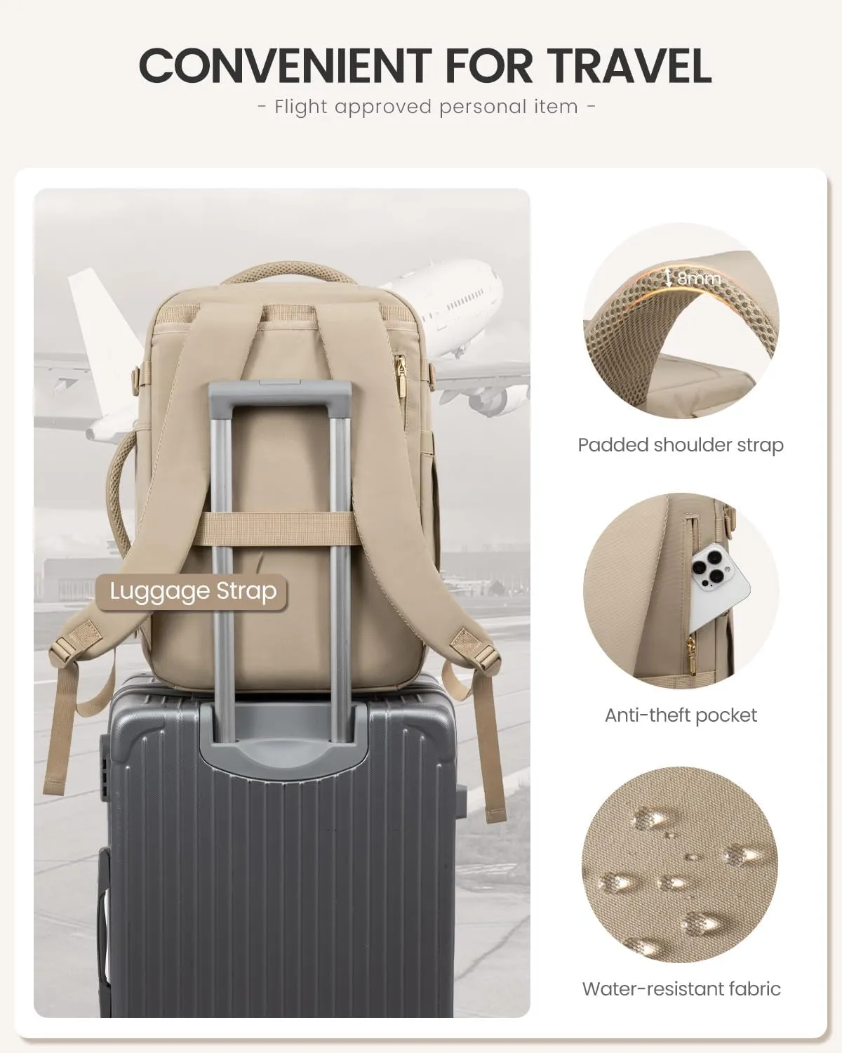 LOVEVOOK 40L Travel Backpack for Women Men, Large Carry on Backpack for Airplanes TSA Personal Item Travel Bag fits 15.6" Laptop, Waterproof Weekender Essentials Airline Approved with 2 Packing Cubes