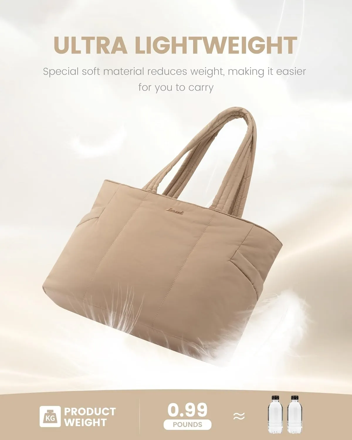 LOVEVOOK Laptop Bag for Women, Lightweight Puffy Work Tote Bag with Clutch Purse, 15.6 Inch Computer Briefcase Bag